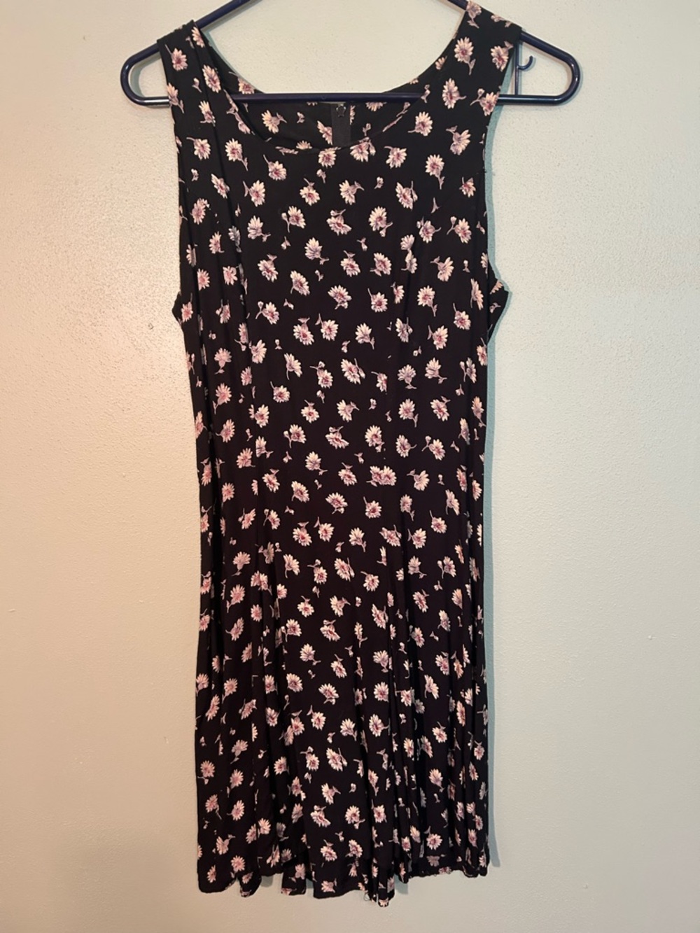 Y2K Black Floral Sleeveless Fit-and-Flare Dress Size 7